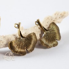 2x Gingko Blatt Anhänger 24mm Antik Bronze Schmuck Charm GlitzerInsel 00586