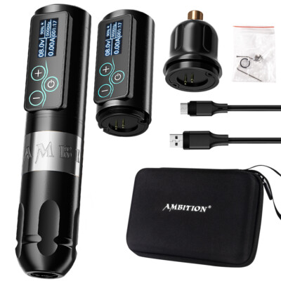 Ambition Wireless Tattoo Machine Rotary Pen Battery Pack 2400mAh Touch Screen   