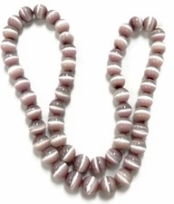 50 Cat's Eye Fiber Optic Glass Light Amethyst 8mm. Smooth Round Beads 2572