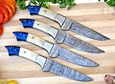 CUSTOM MADE HAND FORGED DAMASCUS STEEL STEAK CHEF KNIFE SET  KITCHEN 1398