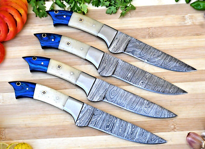 CUSTOM MADE HAND FORGED DAMASCUS STEEL STEAK CHEF KNIFE SET  KITCHEN 1398