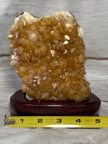 Citrine Crystal Cluster from Brazil 5"x4"x1" on Custom Wood Stand 1lb 10 oz #123 - Picture 4 of 6