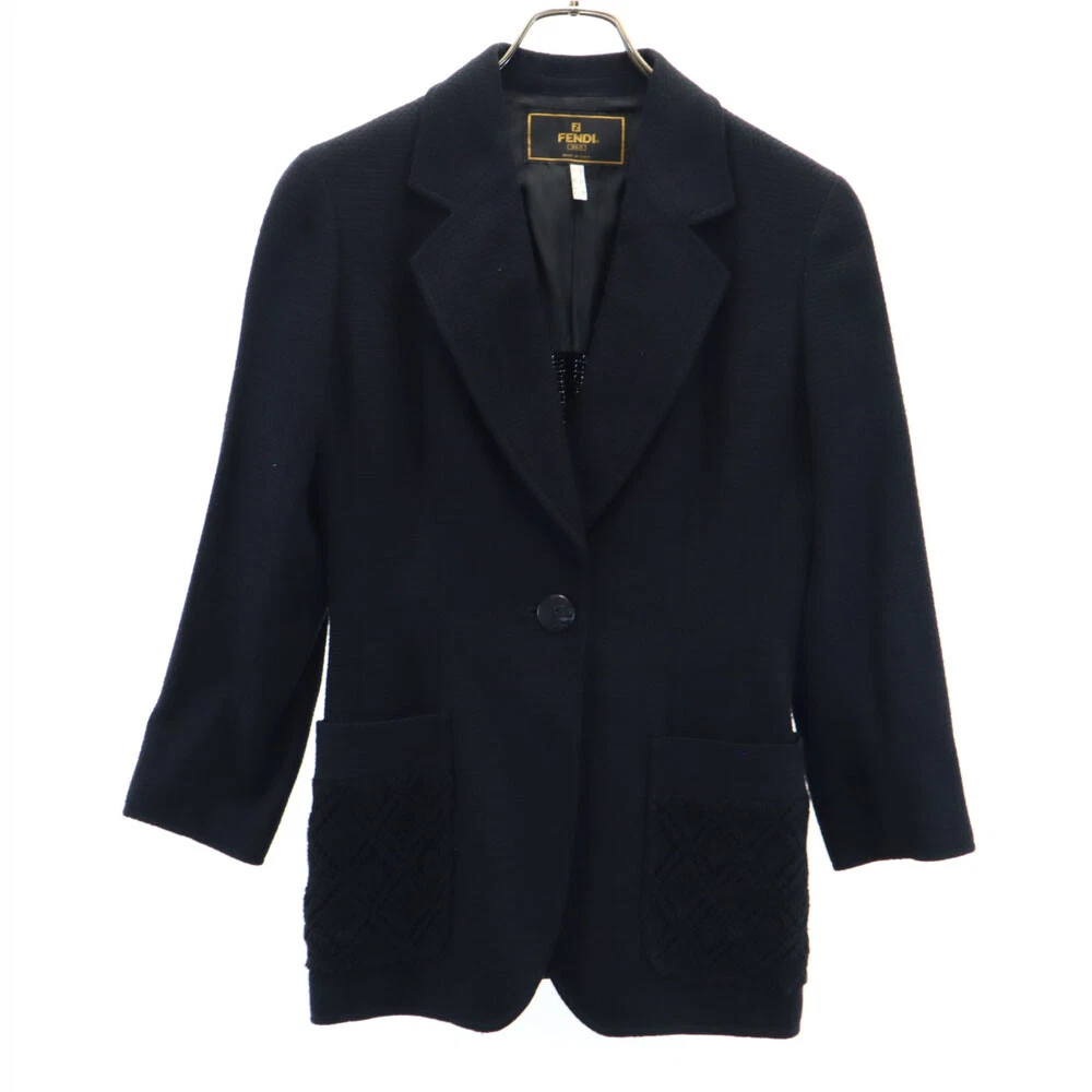 FENDI blazer seta italiano 40 nero giacca sartoriale donna non costruita