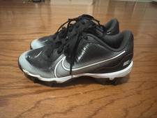Boys Nike Diamond Baseball Black White Clears Athletic Shoes 3.5 Youth
