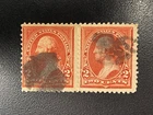 1894-Pair 2 Cent Washington Used US Stamp Collection. #249 Type I. Clean