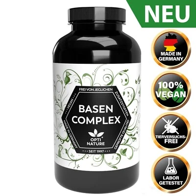 OPTI NATURE Basenpulver Basen Complex Plus 365 Kapseln (Citrat-Basis) +Folsäure inkl.2 Tests