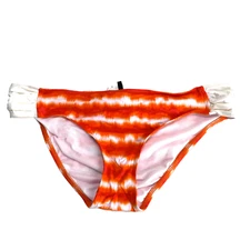 Nautica bikini bottom large 14 swimsuit orange white ikat striped dyed swim
