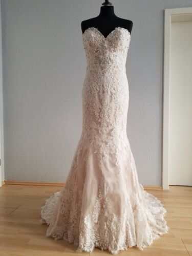 Brautkleid Hochzeitskleid Knopfleiste Boho Vintage Spitze, Fit + Flare Gr 10 - Bild 14 von 24