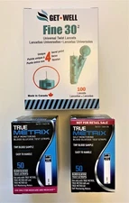True Metrix Test Strips - 100 & GET•WELL Fine 30g Lancets 100 EXP: 12/2026