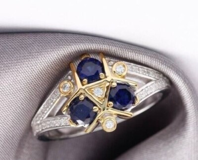 Art Deco 1.20 Ct Lab-Created Blue Sapphire Vintage Style Wedding Ring 925 Silver