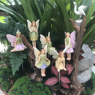 6pcs Mini Garden Fairies Figurines Mini Fairy Statue Garden Ornament Decoration