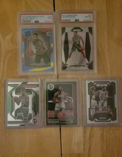 2017-2018 Jason Tatum Panini Prizm Rookie PSA 10 also 4 other cards. 