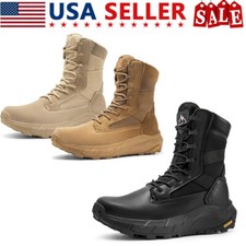 Mens 8 inches Military Boots Tactical Boots Side Zipper Motorcycle Combat Boots