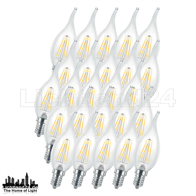 50er Pack E14 LED Filament Windstoßkerze C35 2W (= 25W) 2700K warmweiß Glühlampe