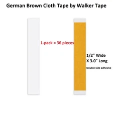 German Brown Cloth Tape 1/2 inch STRAIGHT 1 pack 36 pieces by Walker Tape Co.