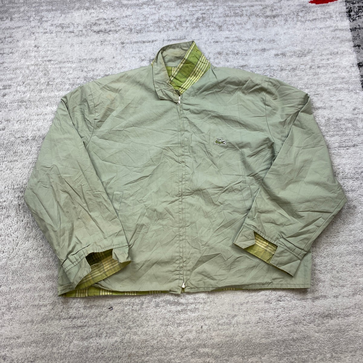 ジャケット・アウター 90s VINTAGE LACOSTE bomber jacket Vintage 90s Lacoste Bomber Jacket Men L Brushed Cotton Plaid