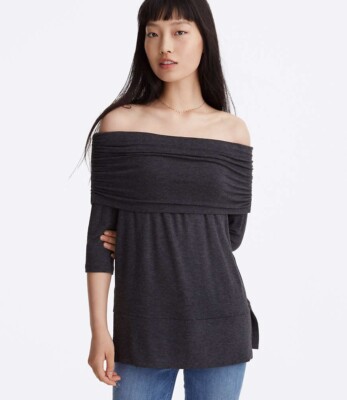 NWT Lou & Grey Grey Off Shoulder Knit Top size Medium