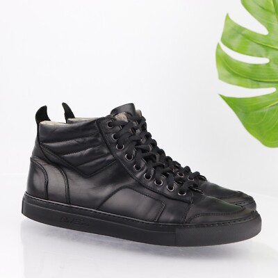 Del Toro Mens Sneaker Size 9 Black Leather Mid Top Casual  display picture 2
