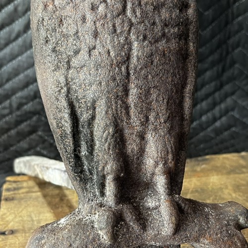 Genuine Antique Cast Iron Owl Andirons Spherical Amber Glass See Thru Eyes - Picture 4 of 21