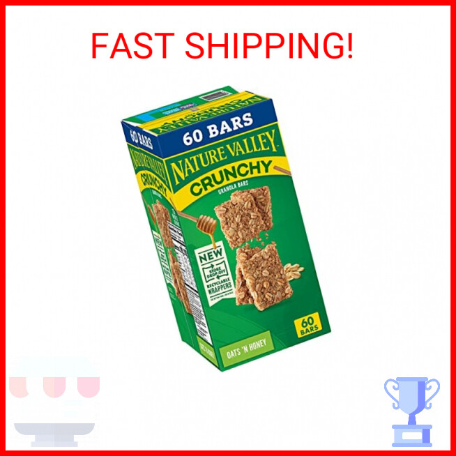 Nature Valley Crunchy Oats 'n Honey Granola Bars, 60 Bars, 44.7 OZ (30 Pouches)