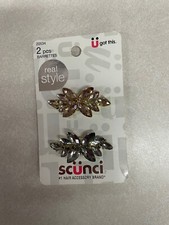 Scunci Real Style Crystals Barrettes, Assorted Colors, 2 Count