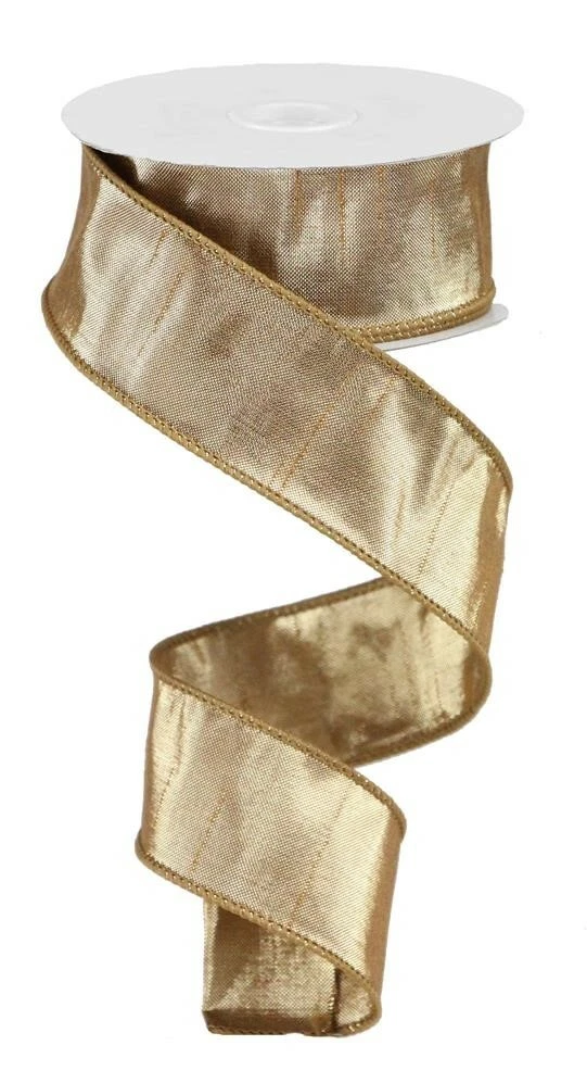 Metallic Dupioni Silk Ribbon Metallic Antique Gold Wired Edge