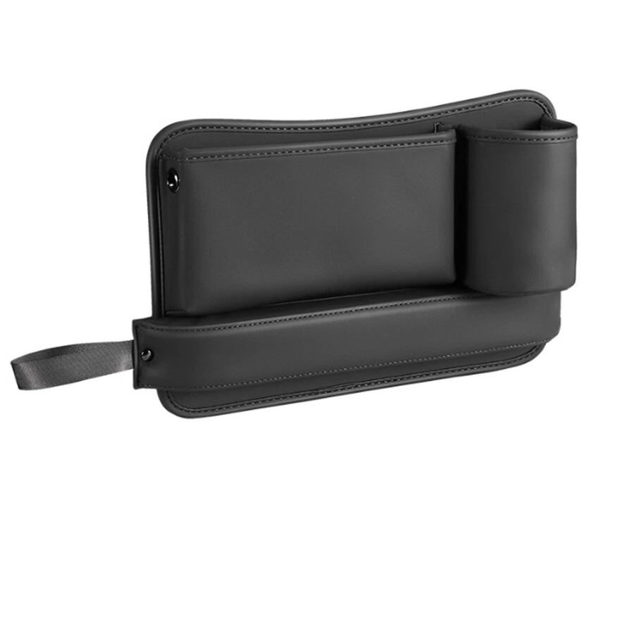 Caja de almacenamiento para grietas de asiento lateral derecho de automóvil bolsillo hueco soporte para taza de PU organizador para teléfono Foto 2 de 4