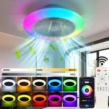 LED Deckenventilator Deckenlicht mit Fernbedienung App Dimmbar RGB Schlafzimmer