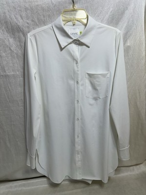 Lysse Schiffer Shirt Womens Sm  White Button Down Long Sleeve Stretch Top Blouse