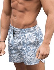 Mens Swim Trunks 5" Quick Dry Stretch Swim Shorts with Mesh Lining Bathing Su...