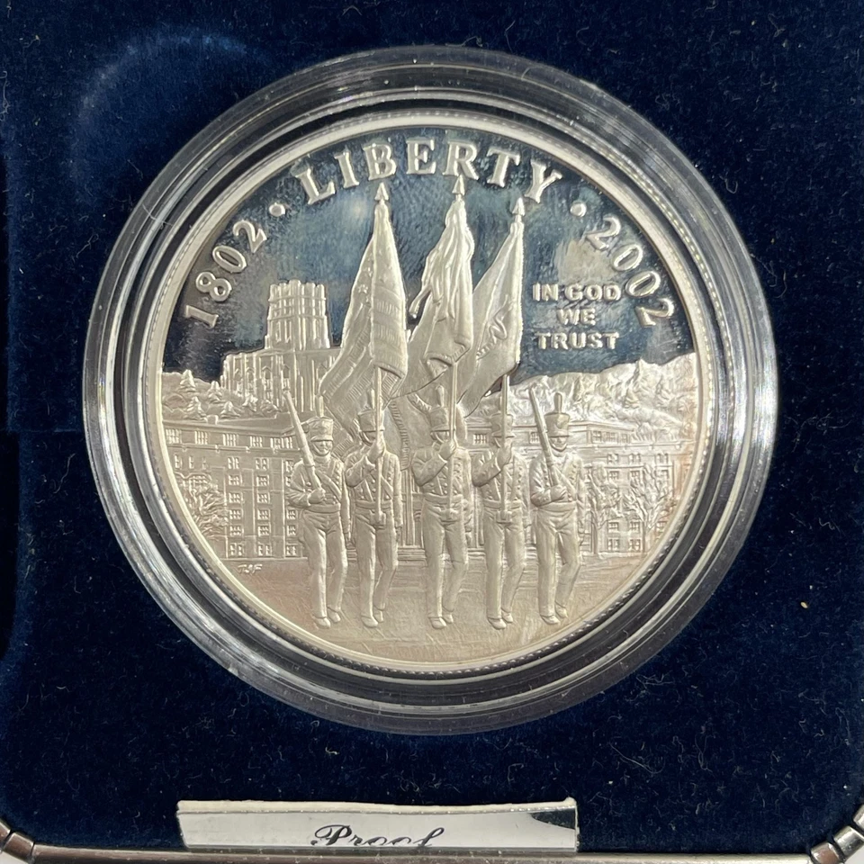 2002 US Mint 90% Silver Proof Military Academy Bicentennial Commemorative No COA - Image 3 of 3