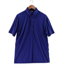 Collars Co Mens Large Blue Short Sleeve Button Down Collar Polo Shirt