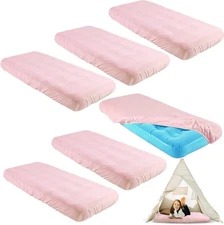 Children's inflatable mattress for camping and other (pink, 6-piece set)