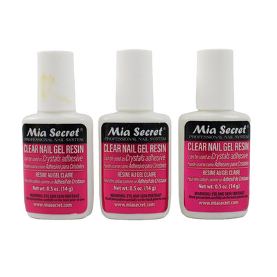 3 PACK Mia Secret Brush On Clear Nail Gel Resin Glues Crystals 0.5 oz / 14g Each