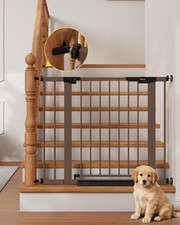 27-36.6 in Wide Baby Gate for Stairs  Doorways Brown