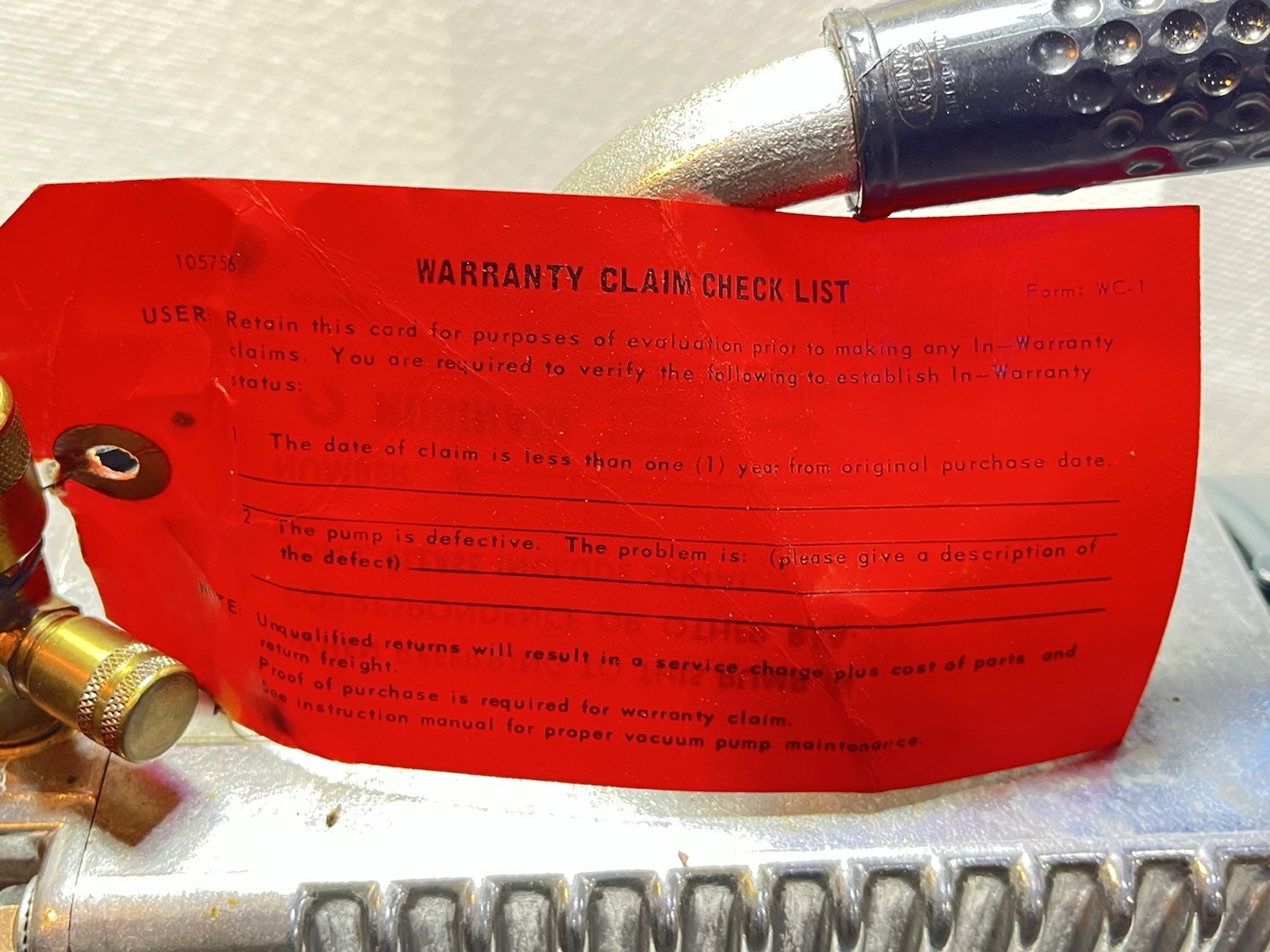 Robinair High Vacuum Pump Model 15102-B 3CFM used