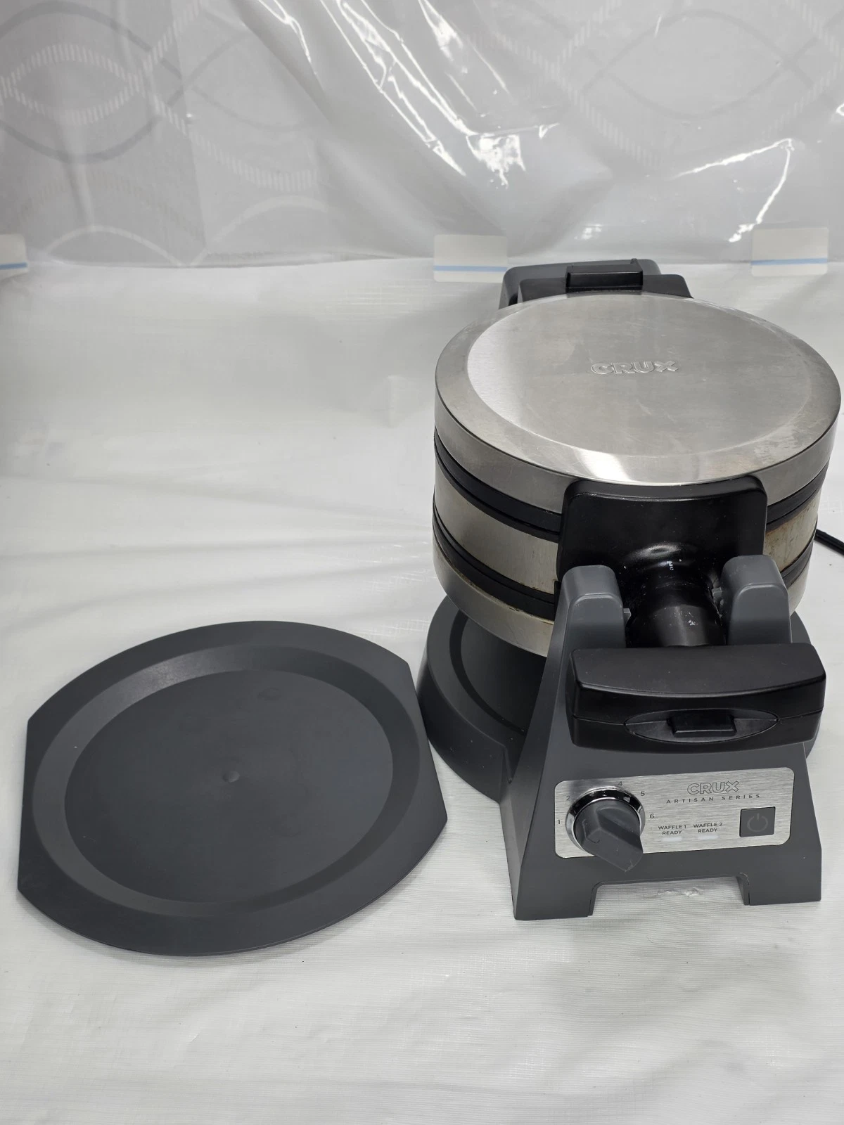 CRUX® Artisan Series Double Rotating Waffle Maker - Grey.
