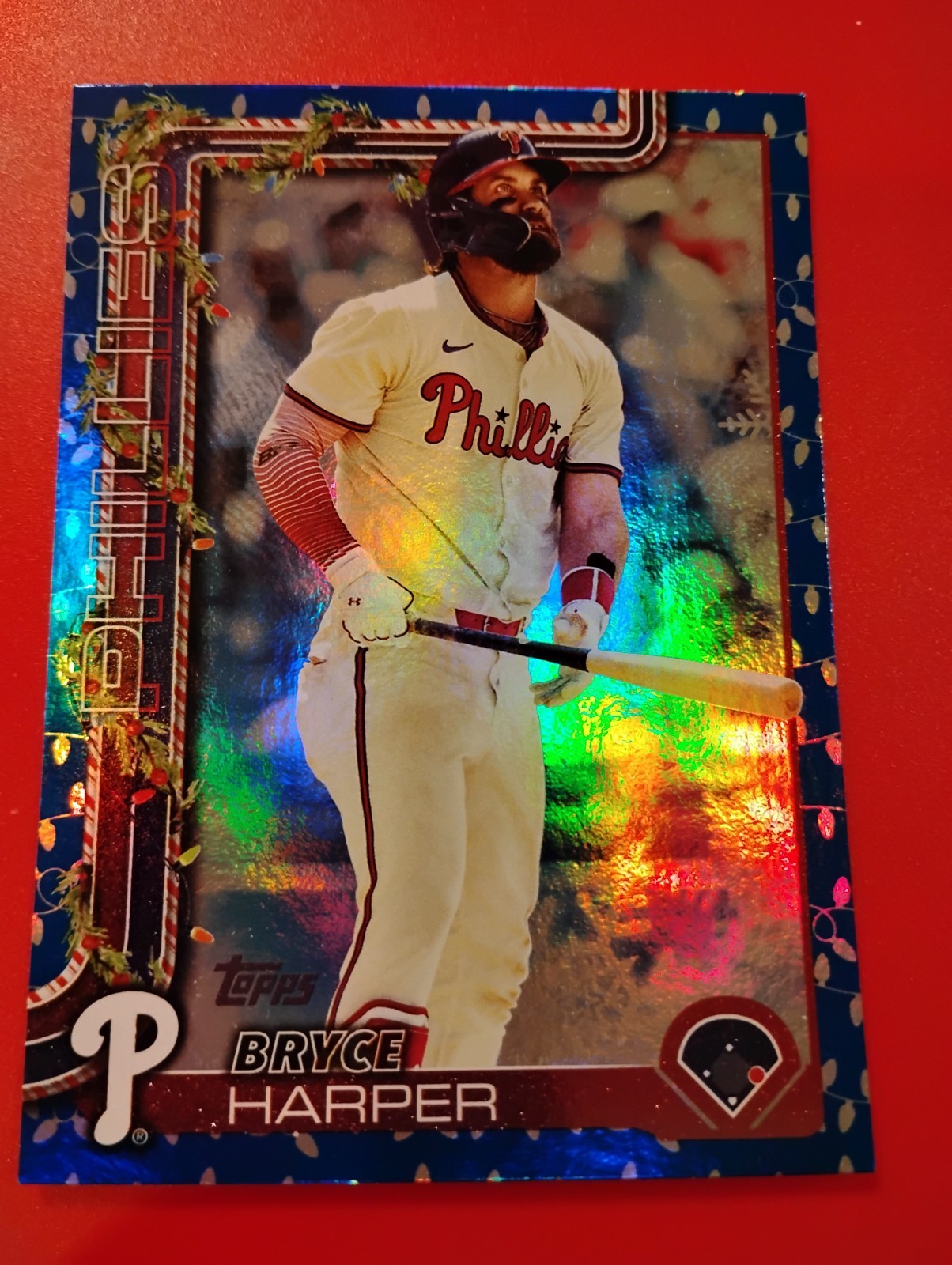 2025 Topps Holiday Byrce Harper Blue Foil Holiday Lights #H69