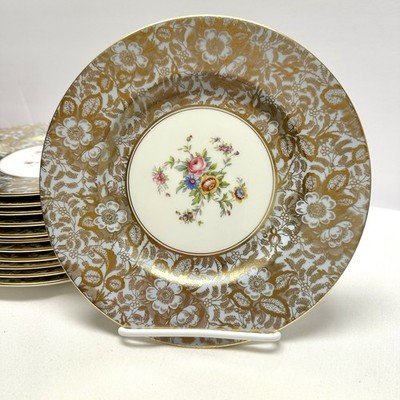 VTG Minton Brocade Grey Gray 8.75'' Plates,England-Set of 12 RARE FIND! MINT!