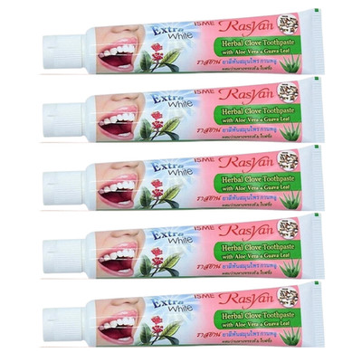 ISME Rasyan Clove Herbal Toothpaste Extra White 100g Thailand Authentic 5er Set