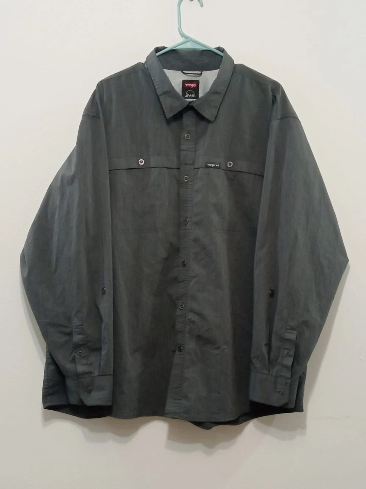 Wrangler Men's Shirt Roll Long Sleeve Gray Outdoor Trekking Size 3XL NWOT