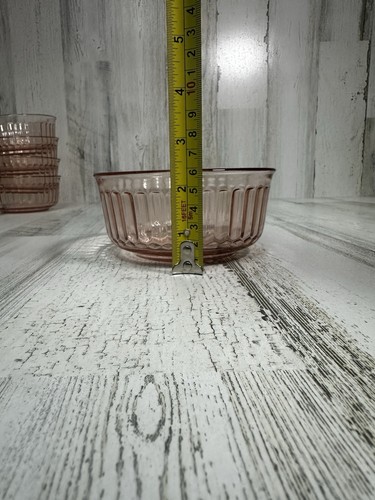 Mexico ForteCrisa Pink Depression Glass Ribbed Cereal Bowl Set of 8 - Picture 6 of 6