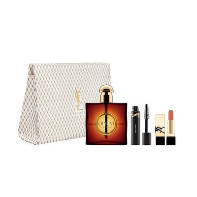 Yves Saint Laurent YSL Opium 4 Pc Set Eau De Parfum Mascara Lipstick Pouch Women