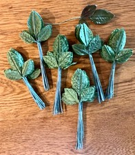 NOS Millinery Green Leaf Leaves 6 Clusters of 12 Each Total 73 VTG NEW