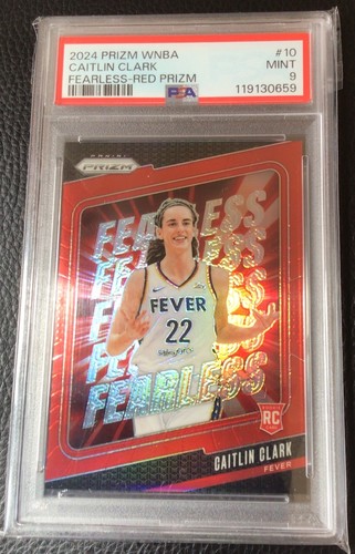 2024 Panini WNBA Prizm Caitlin Clark Fearless RC Red Rookie #/99 Fever PSA 9