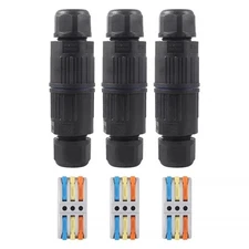 3PCS Waterproof Junction Box Outdoor 3 Way Electrical Cable Connector Wire Co...