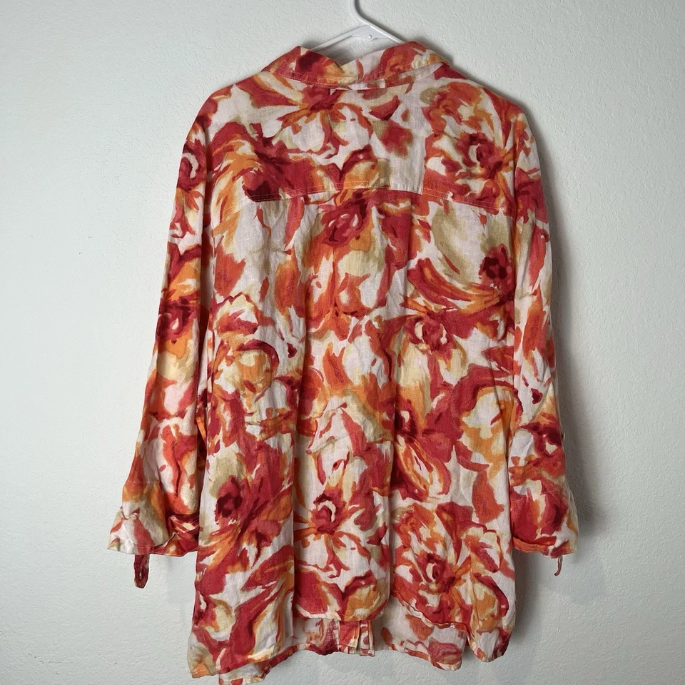 JM Collection 100% 亚麻西装外套 24w 橙色/粉色/白色 219 — 第 3/4 张图片