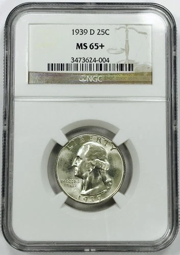 *1939 D WASHINGTON QUARTER* *NGC MS65+* *WHITE* *SCARCE HIGH GRADE*  NR #G3781
