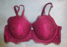 NWT Victoria's Secret Dream Angels Burgundy Lace Rhinestone Lined Demi Bra 34D