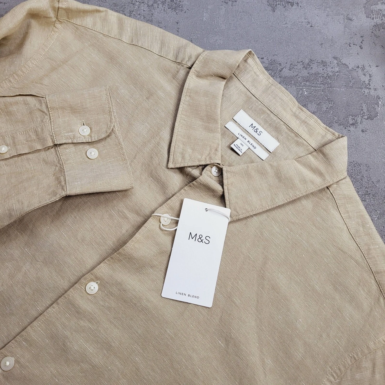 Marks and Spencer Linen Shirt Mens 2XL Regular Beige Button Down Long Sleeve
Opens in a new window o